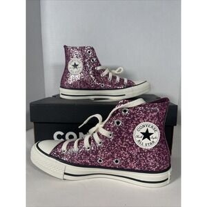 Converse Chuck Taylor All Star Hi Purple Pink Glitter Shoes A11137C Women Size 7